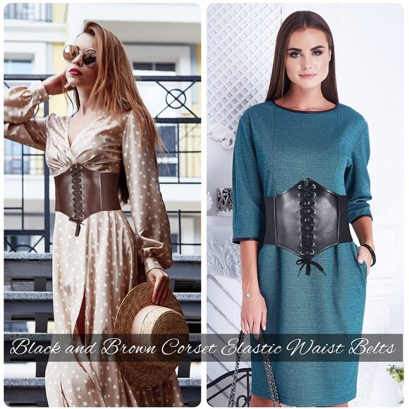 2 Pieces Halloween Corset Waist Belt Elastic Waistband Renaissance Tied😃 - Picture 5 of 7